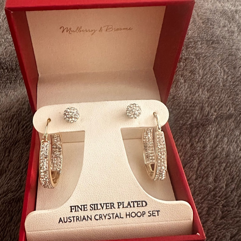 Silver Austrian Crystal Dangle Earrings